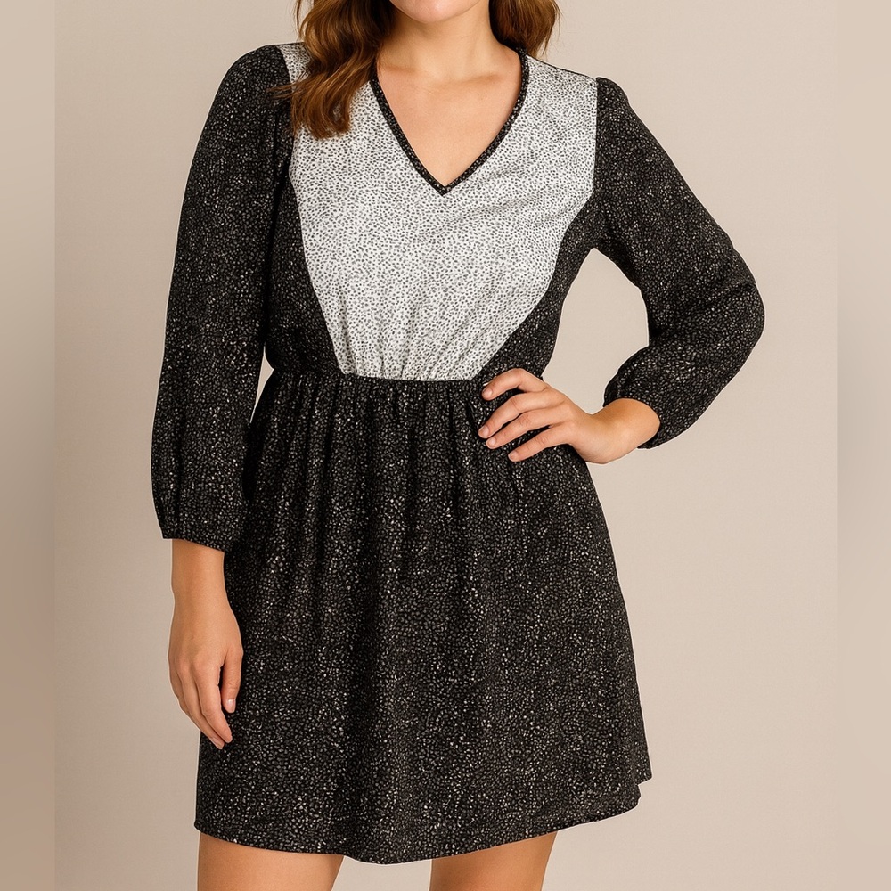 H&M Black and White Long Sleeve Dress
